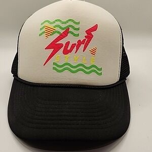 Surf Style Retro Trucker Hat Spell Out Logo Cobra Caps White Black Mesh